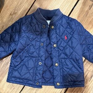 Ralph Lauren Navy Quilted Jacket with Red Polo Logo